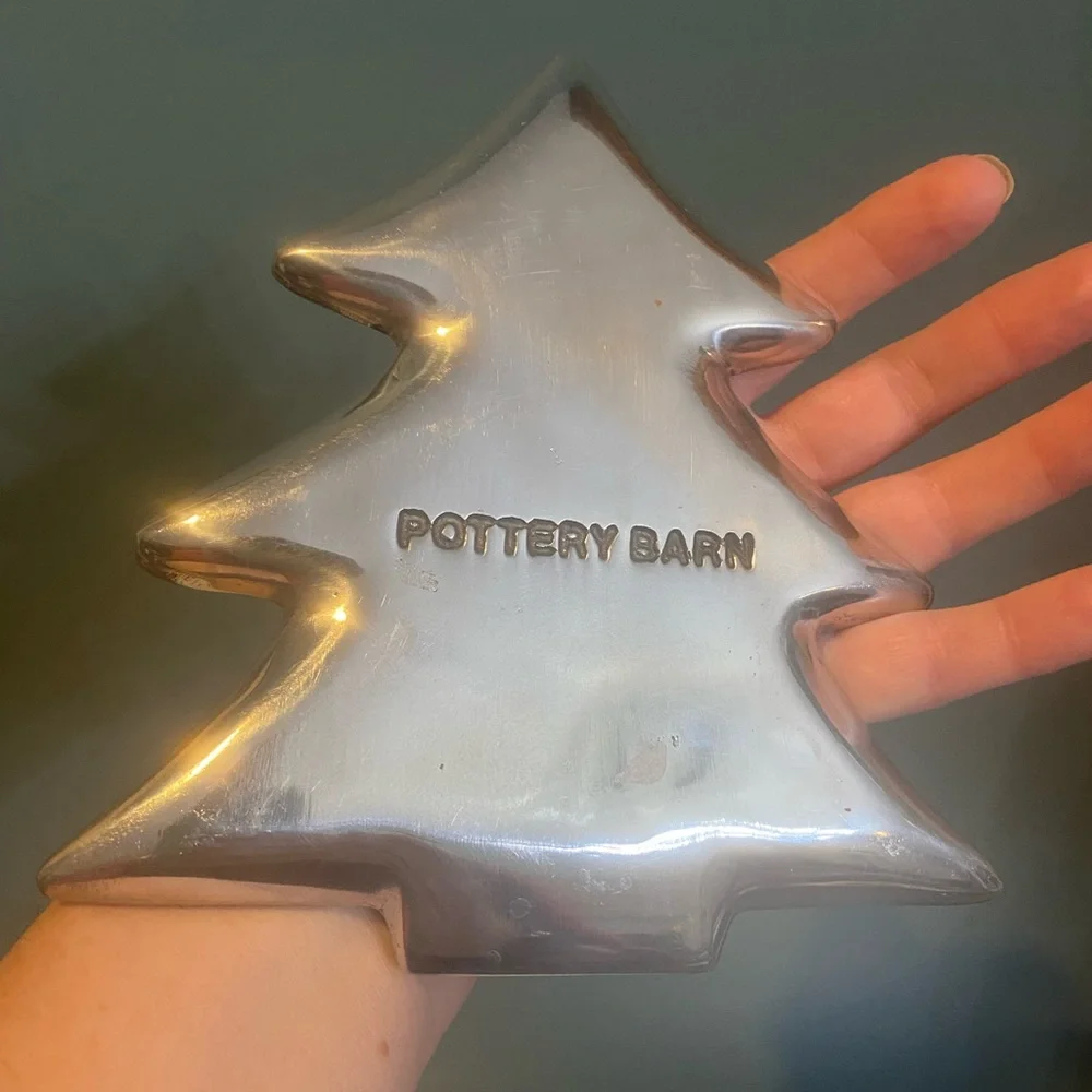 Pottery Barn Silver Christmas tree dish